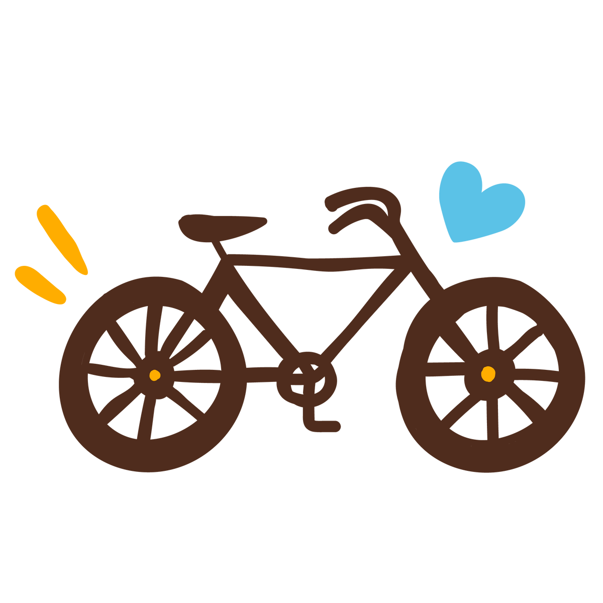 Braunes Fahrrad mit blauem Herz und gelben Strichen