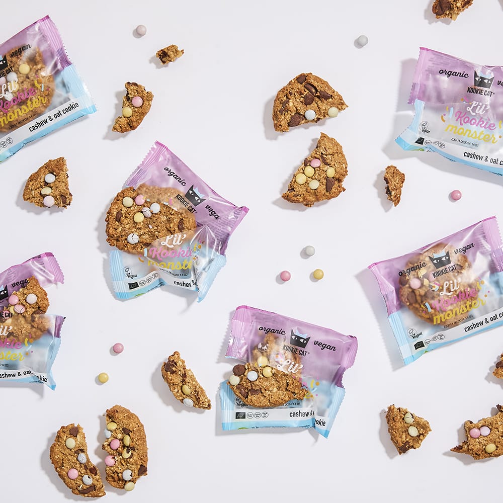 Kookie Cat Cookie Bio Cookie Lil Monster mit Schokolinsen